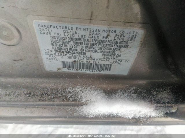 3N1CN7AP4GL858929 Nissan Versa 1.6 Sv