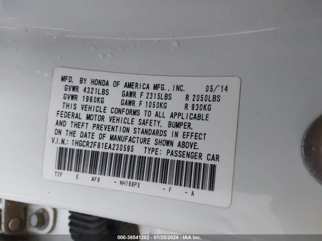 Honda Accord Ex-l 2014 1HGCR2F81EA230595 Image 9