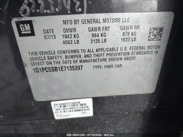 Chevrolet Cruze 1lt Auto 2014 1G1PC5SB1E7135397 Image 9