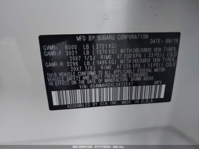 4S4WMARDXL3412547 Subaru Ascent Touring