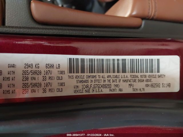 1C4RJFJG7GC499293 Jeep Grand Cherokee Summit