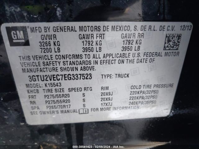 3GTU2VEC7EG337523 GMC Sierra 1500 Slt