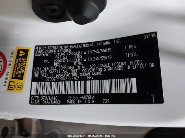 Toyota Highlander Le 2020 5TDBZRBH5LS037147 Image 9