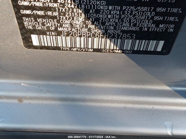 JF2GPBPC6FH237853 Subaru Xv Crosstrek Hybrid Touring