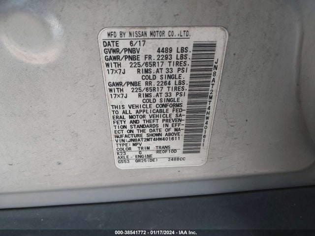 Nissan ROGUE S 2017 JN8AT2MT4HW401611 Image 9