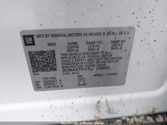 3GNAXTEV7LL316922 Chevrolet Equinox Awd 2fl