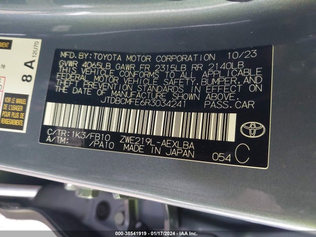 Toyota Corolla Hybrid Le 2024 JTDBCMFE6R3034241 Image 9