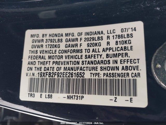 Honda Civic Ex-l 2014 19XFB2F92EE261652 Image 9