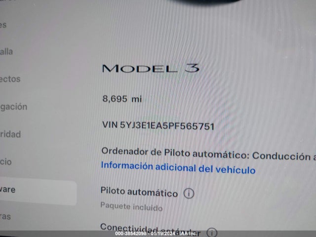 Продажа на аукционе авто 2023 Tesla Model 3 Rear-wheel Drive, vin: 5YJ3E1EA5PF565751, номер лота: 38542098