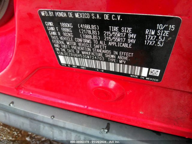 3CZRU6H53GM724703 Honda HR-V EX