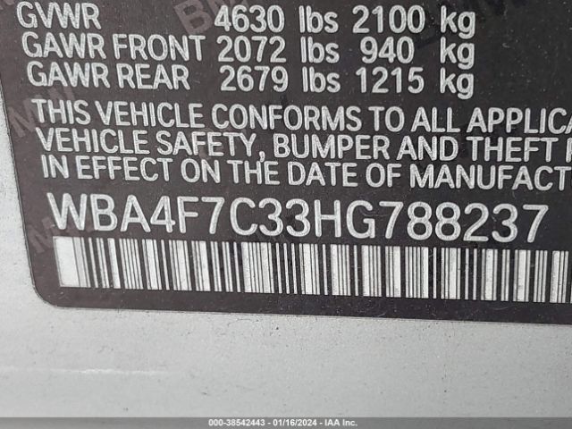 WBA4F7C33HG788237 BMW 430i Gran Coupe