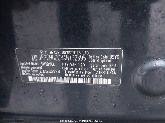 38542464 :رقم المزاد ، JF2SH6CC8AH792395 vin ، 2010 Subaru Forester 2.5x Premium مزاد بيع