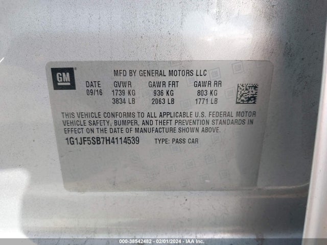 Chevrolet Sonic Premier Auto 2017 1G1JF5SB7H4114539 Image 9