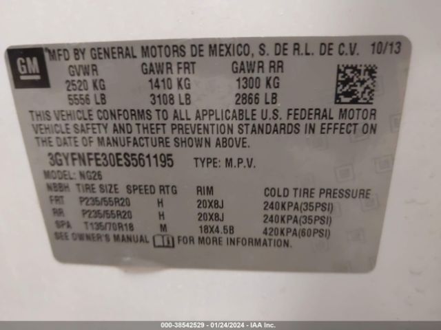3GYFNFE30ES561195 Cadillac Srx Performance Collection