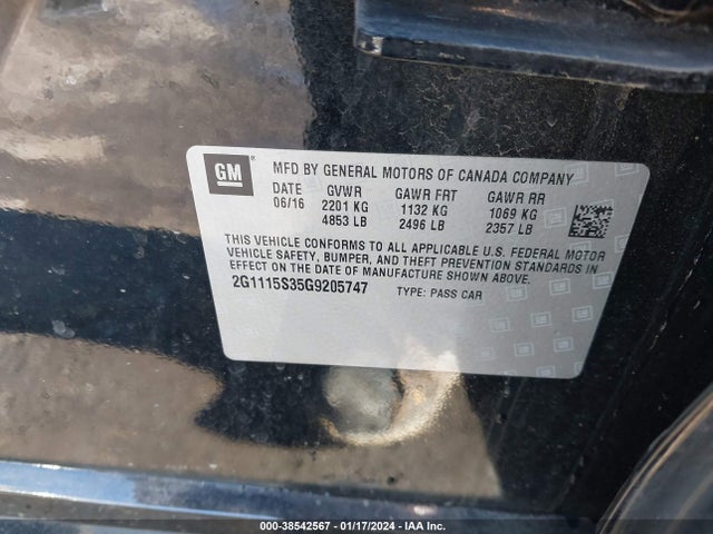 Chevrolet Impala 2lt 2016 2G1115S35G9205747 Image 9