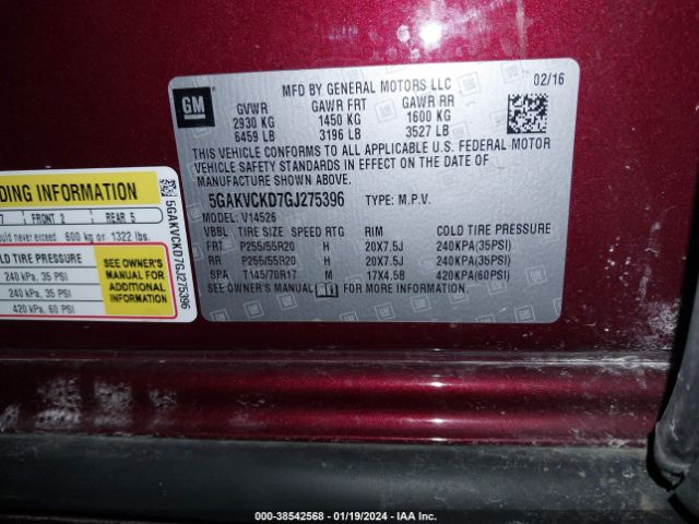 5GAKVCKD7GJ275396 Buick Enclave Premium