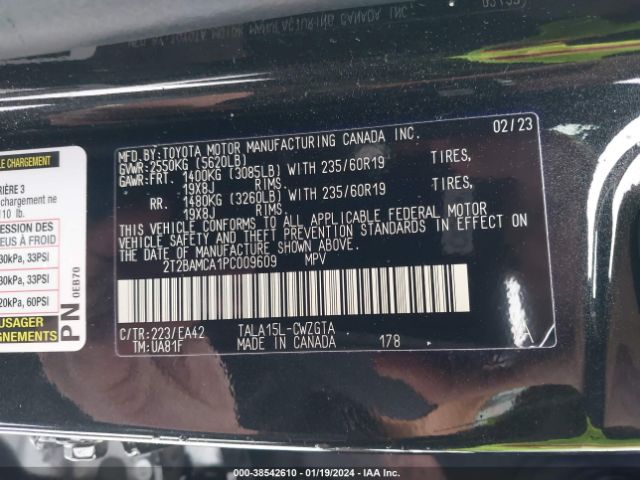 2T2BAMCA1PC009609 Lexus Rx 350 Premium