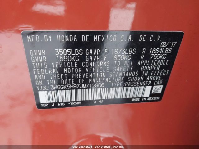 3HGGK5H97JM712806 Honda Fit Ex-l