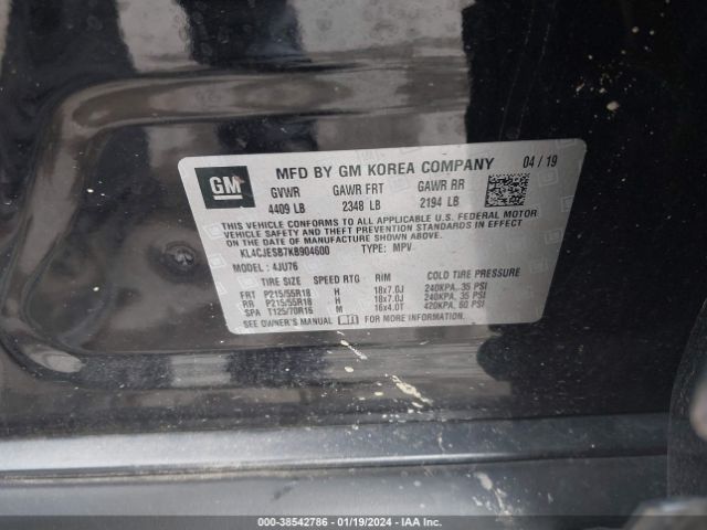 KL4CJESB7KB904600 Buick Encore Awd Preferred