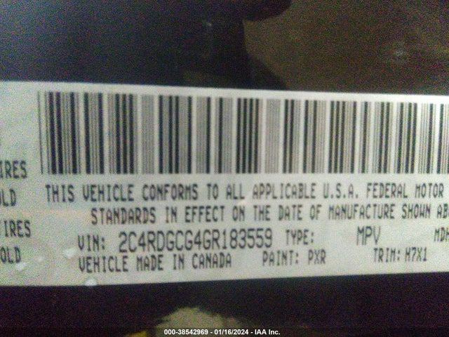 Dodge Grand Caravan Sxt 2016 2C4RDGCG4GR183559 Image 9