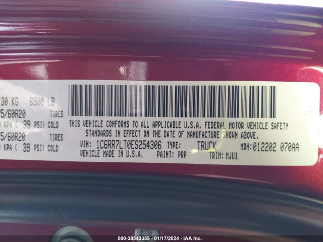 RAM 1500 Big Horn 2014 1C6RR7LT0ES254306 Image 9