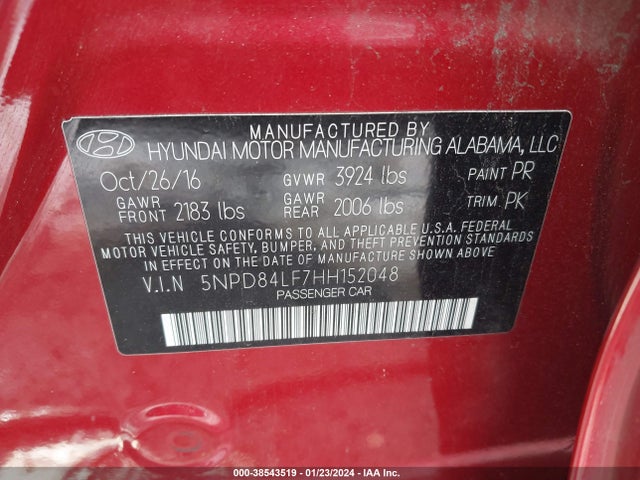 Hyundai ELANTRA SE 2017 5NPD84LF7HH152048 Image 9