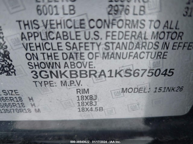Chevrolet Blazer 2019 3GNKBBRA1KS675045 Image 9