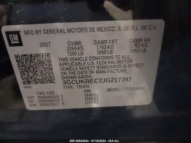 Chevrolet Silverado 1500 1lt 2018 3GCUKREC7JG217397 Image 9