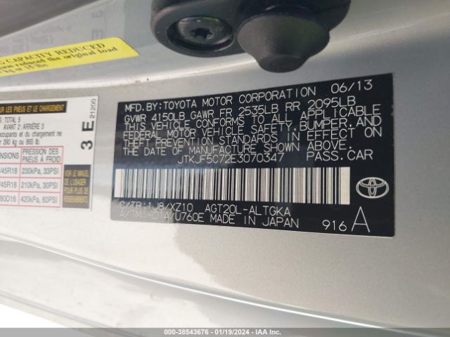 JTKJF5C72E3070347 Scion Tc 10 Series