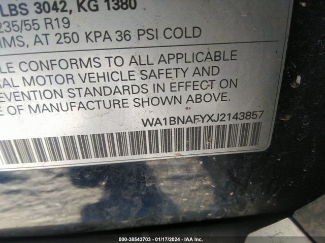 WA1BNAFYXJ2143857 Audi Q5 2.0t Premium/2.0t Tech Premium