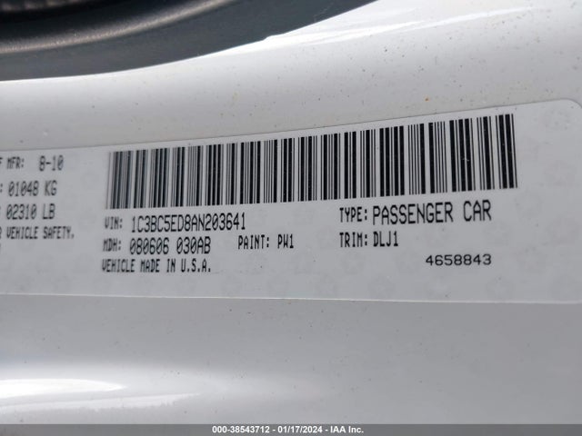 2010 CHRYSLER SEBRING TOURING VIN: 1C3BC5ED8AN203641