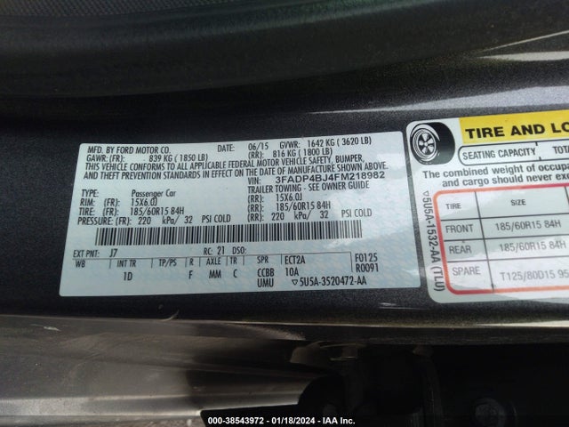 Ford FIESTA SE 2015 3FADP4BJ4FM218982 Image 9