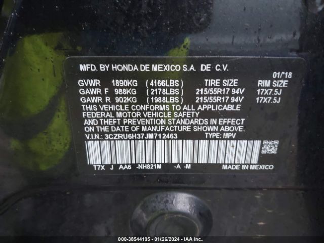 3CZRU6H37JM712463 Honda HR-V LX
