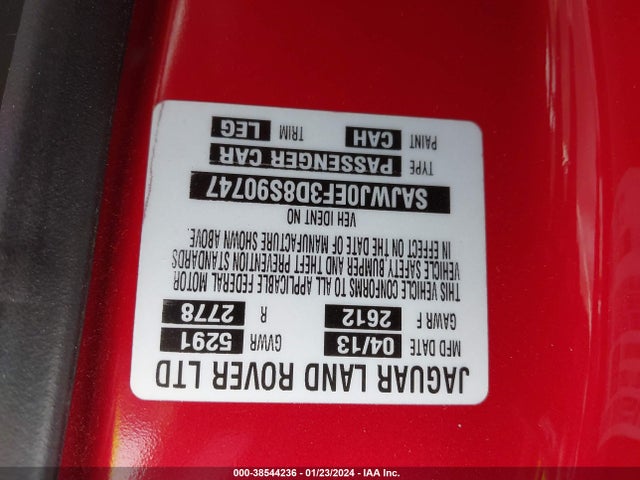 2013 JAGUAR XF SAJWJ0EF3D8S90747 Photo 8