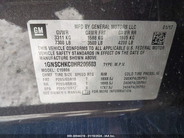 Chevrolet Suburban Lt 2017 1GNSCHKC0HR206603 Image 9