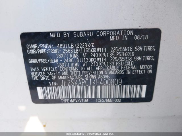 JF2SKAPC1KH400809 Subaru Forester Sport