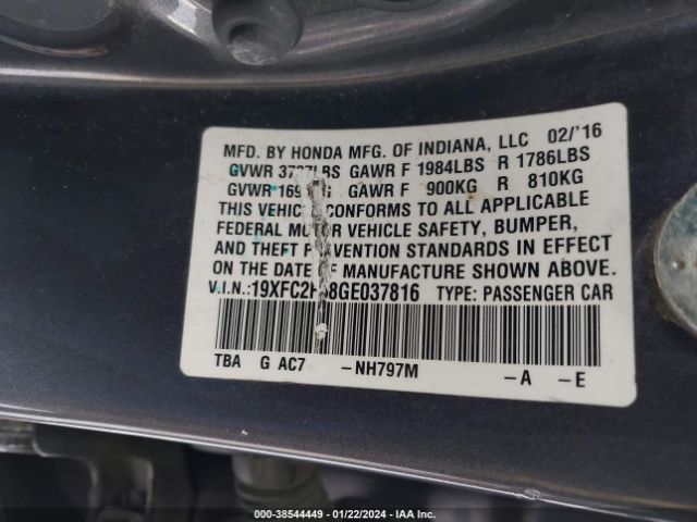 19XFC2F58GE037816 Honda Civic Lx