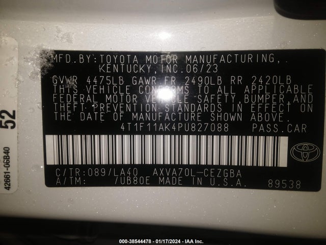 Toyota CAMRY XLE 2023 4T1F11AK4PU827088 Image 9