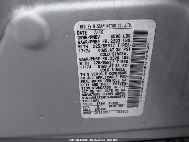 Nissan ROGUE SV 2018 JN8AT2MT3JW488973 Image 9