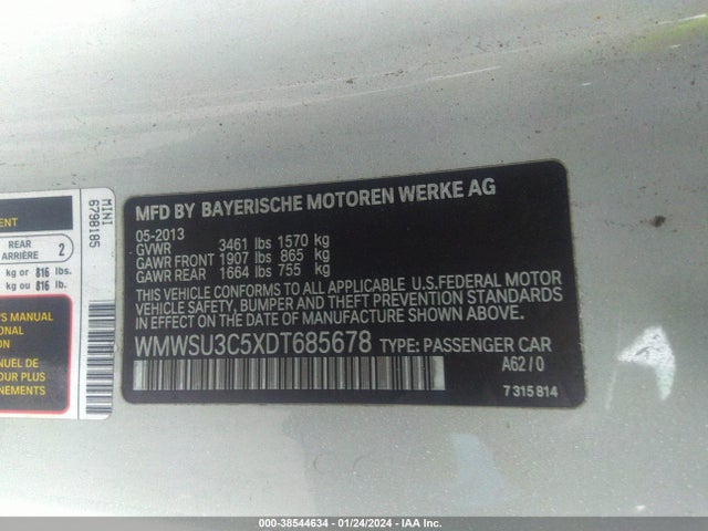 2013 MINI HARDTOP WMWSU3C5XDT685678 Photo 8