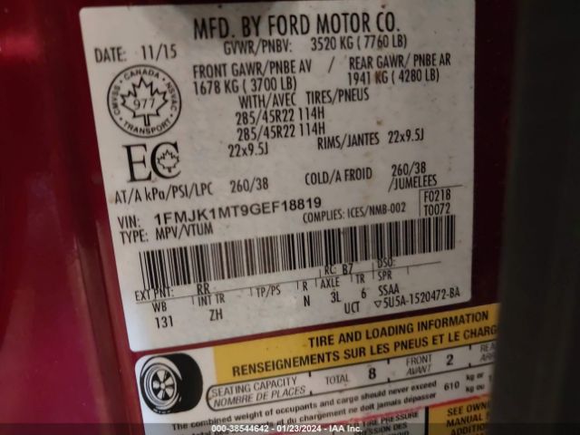 1FMJK1MT9GEF18819 Ford Expedition Max Platinum