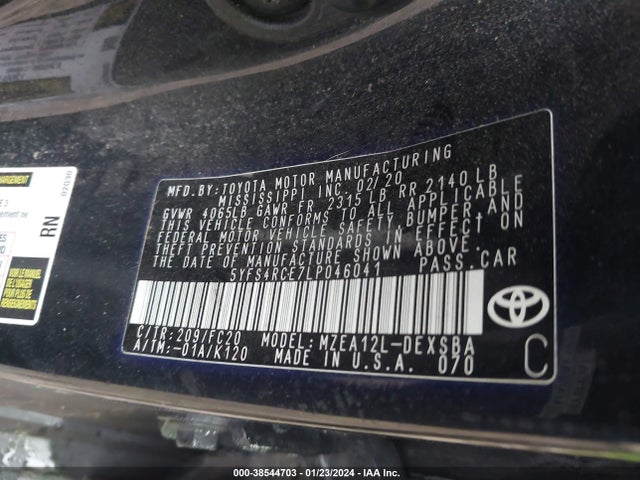 Toyota COROLLA SE 2020 5YFS4RCE7LP046041 Image 9