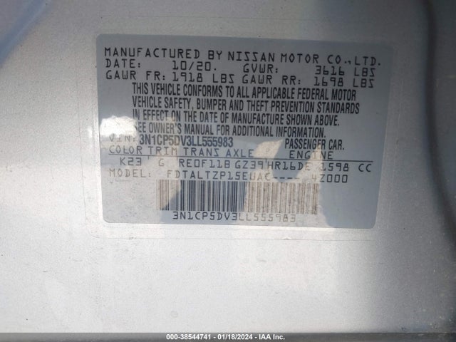 Nissan Kicks Sr Xtronic Cvt 2020 3N1CP5DV3LL555983 Image 9