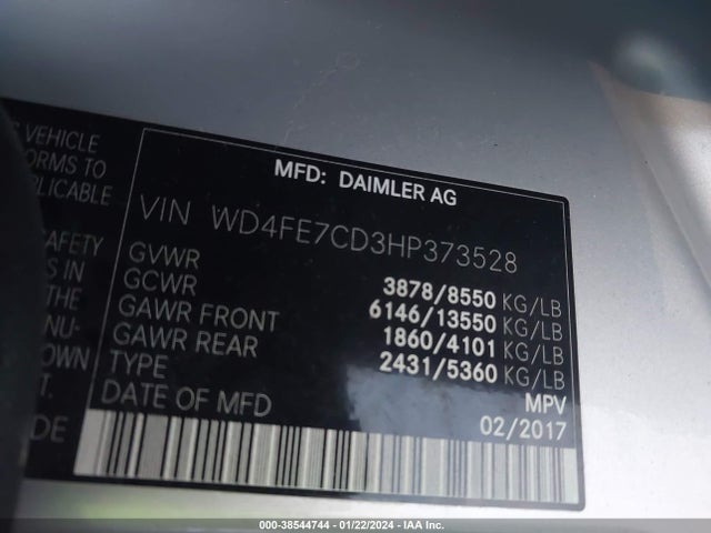 WD4FE7CD3HP373528 Mercedes-Benz Sprinter 2500 Standard Roof V6