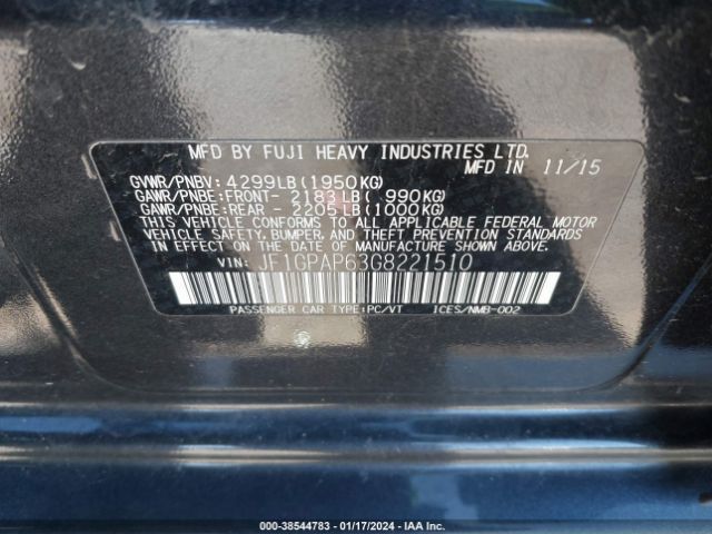 JF1GPAP63G8221510 Subaru Impreza 2.0i Sport Premium