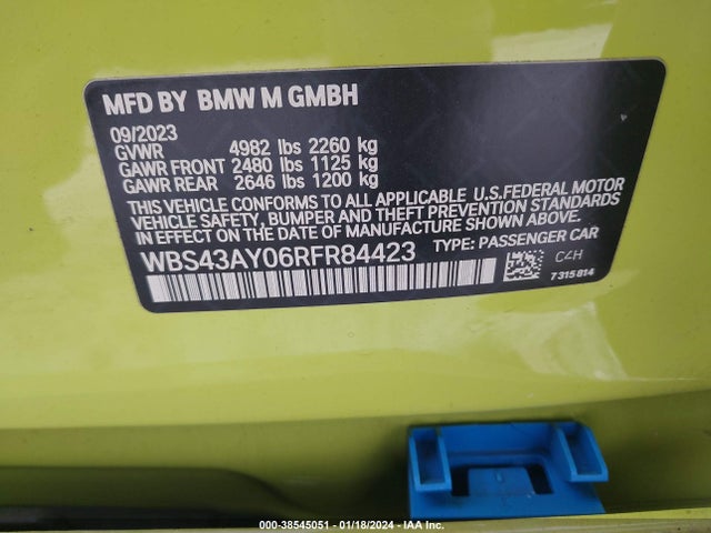 BMW M3 Competition Xdrive 2024 WBS43AY06RFR84423 Image 9