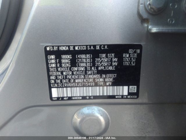 3CZRU6H5XJG715499 Honda HR-V EX