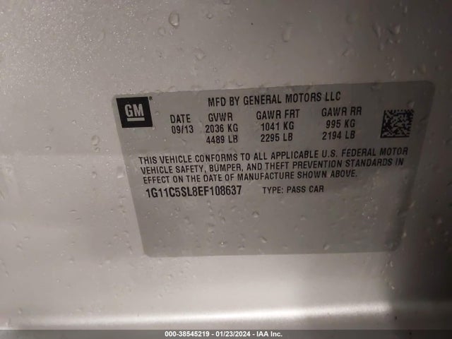 Chevrolet MALIBU 1LT 2014 1G11C5SL8EF108637 Image 9