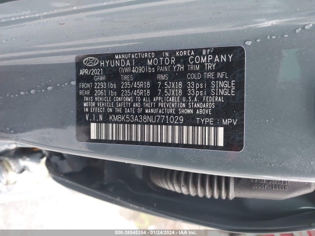 Hyundai Kona Limited 2022 KM8K53A38NU771029 Image 9
