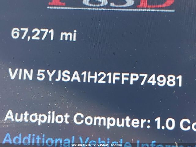 5YJSA1H21FFP74981 Tesla Model S 70d/85d/p85d